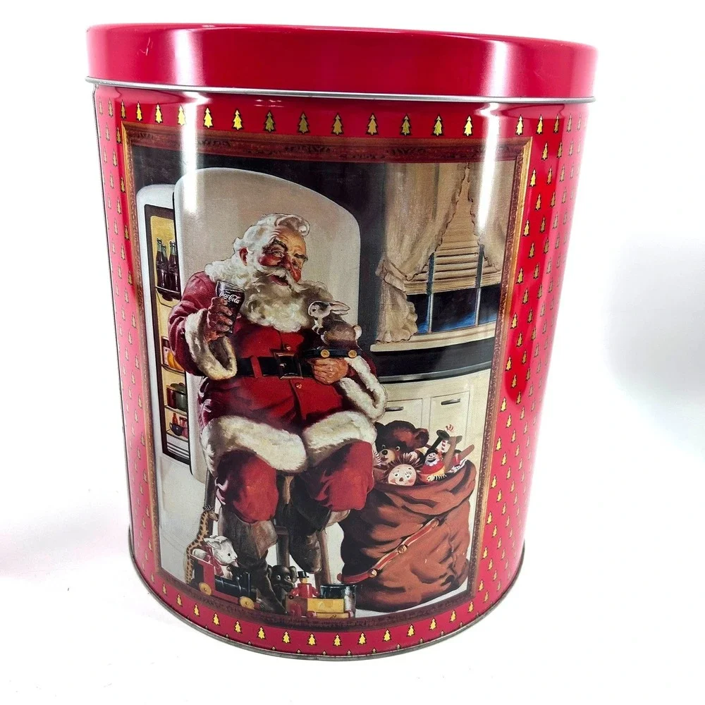 Vintage Coca-Cola Christmas Tins Set Santa Claus Polar Bear Holiday Decor 5pc